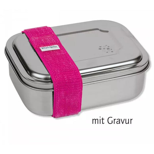 Lutz Mauder TapirElla Edelstahl-Lunchbox Sternchen, Verschlussband Pink