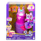 Mattel Polly Pocket Ausklappspaß-Schatulle Einhorn-Torte, niedliches Design, 25 Zubehörteile