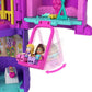 Mattel Polly Pocket Ausklappspaß-Schatulle Einhorn-Torte, niedliches Design, 25 Zubehörteile
