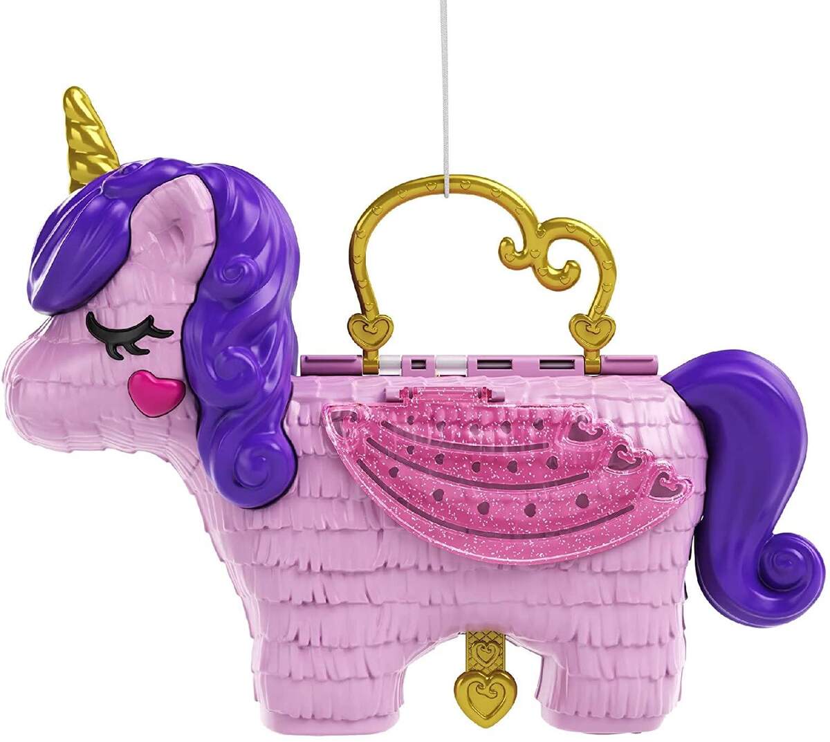 Mattel Polly Pocket Einhorn-Party Spielset, Polly und Lila Puppe und über 25 Überraschungen