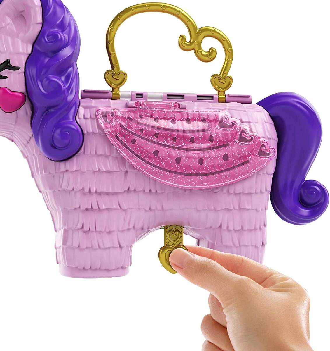 Mattel Polly Pocket Einhorn-Party Spielset, Polly und Lila Puppe und über 25 Überraschungen