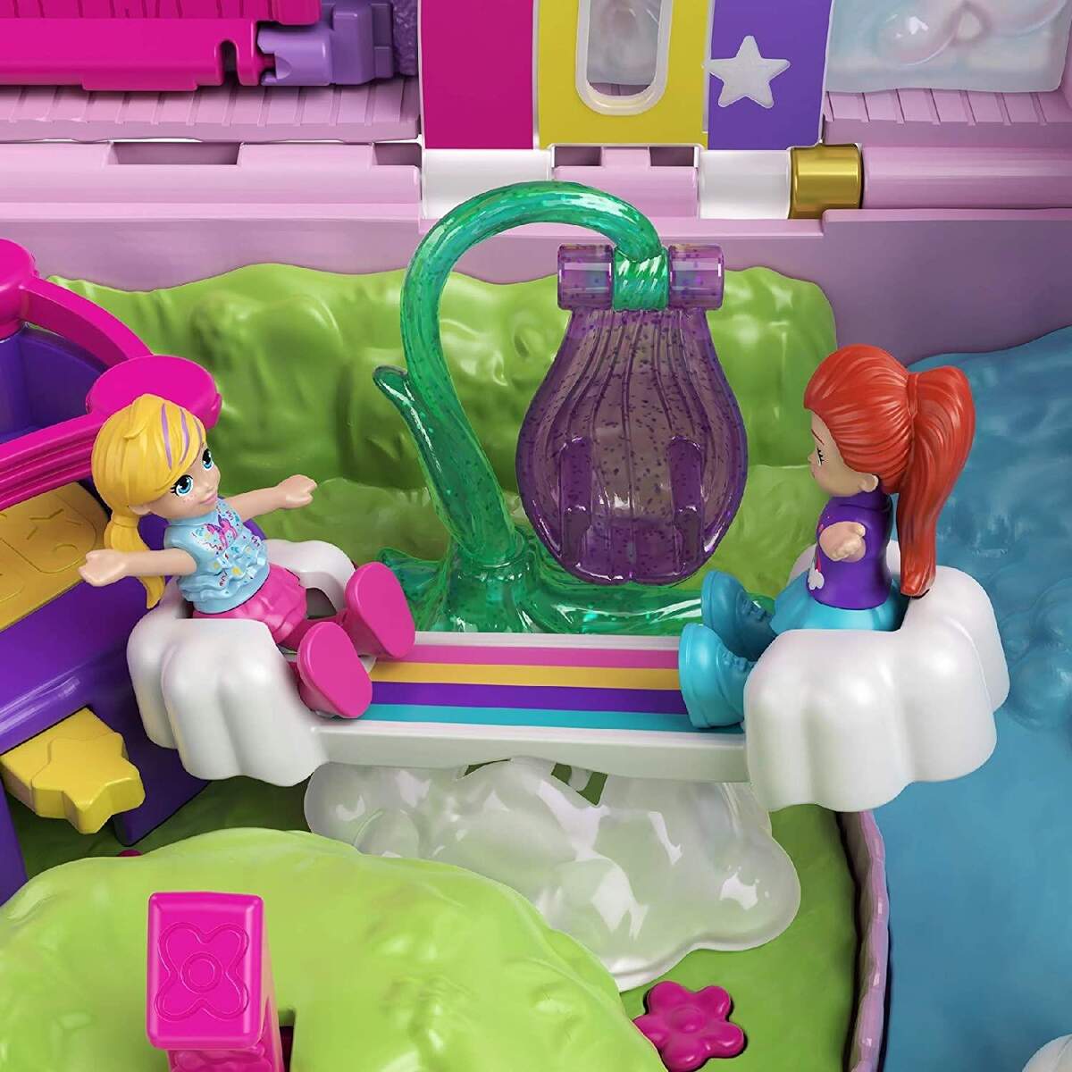 Mattel Polly Pocket Einhorn-Party Spielset, Polly und Lila Puppe und über 25 Überraschungen