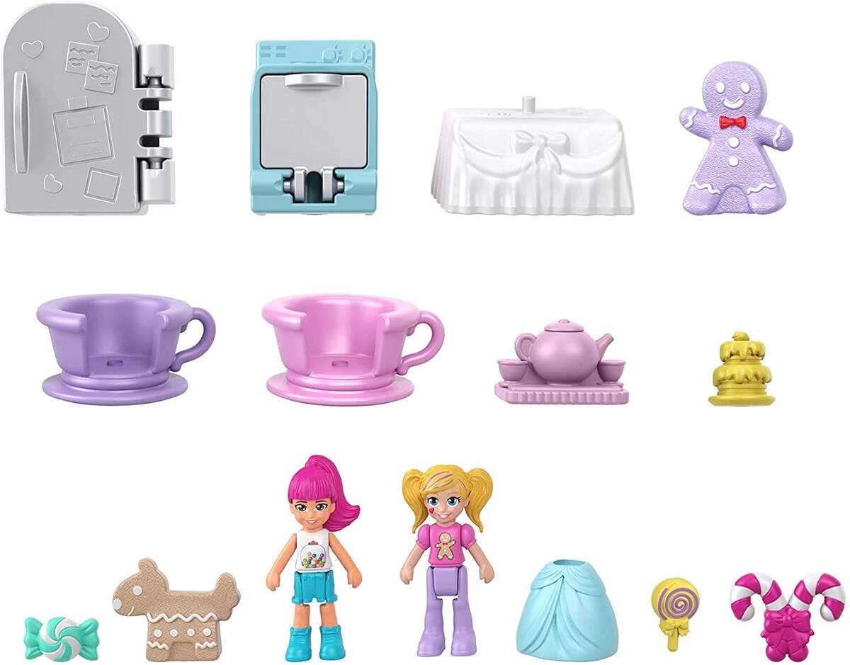 Mattel Polly Pocket Kaugummiautomat Schatulle mit 2 Puppen und 5 Überraschungen