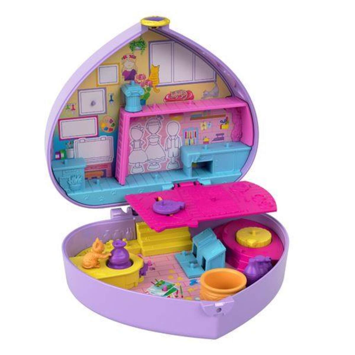 Mattel Polly Pocket mit Shani als Hauptfigur Kunstatelier Schatulle