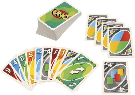 Mattel UNO 100% Papier Kartenspiel, plastikfrei und recycelbar, Familienspiel