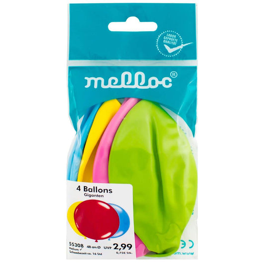 Melloc 4 bunte Ballon-Giganten, 48 cm