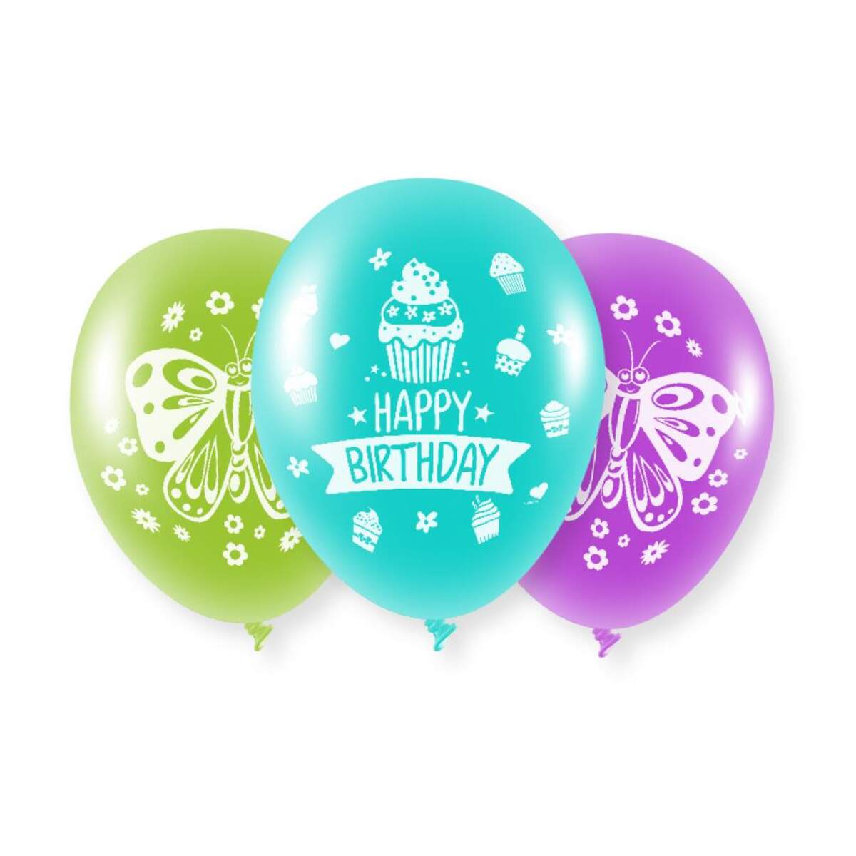 Melloc 6 Ballons Schmetterling + Happy Birthday