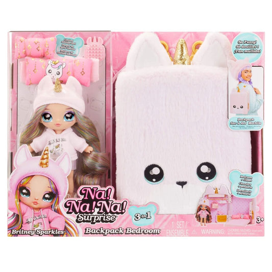 MGA Entertainment Na! Na! Na! Surprise 3-in-1 Backpack Bedroom Unicorn Playset- Britney Sparkles