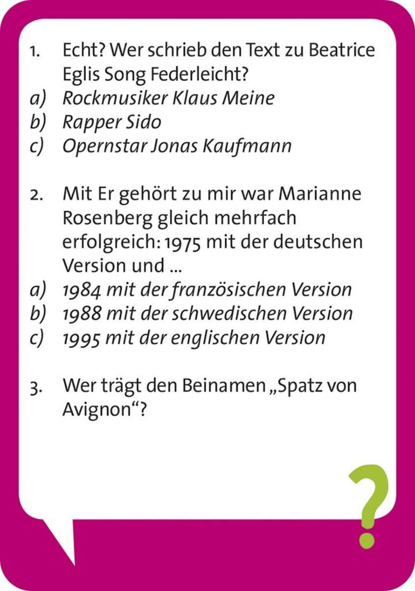 moses. Pocket Quiz I love Schlager