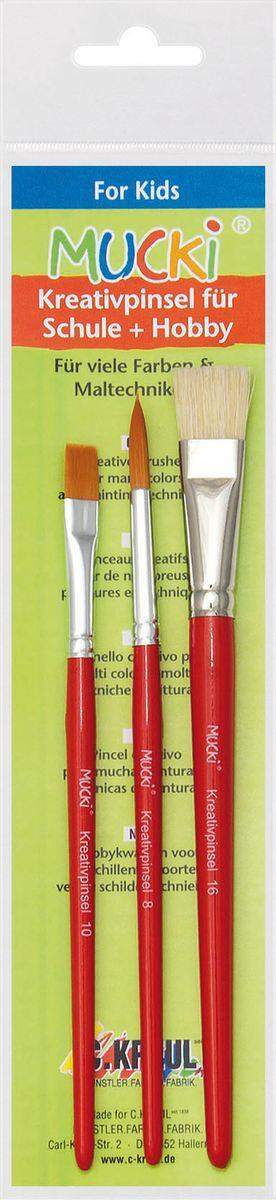 MUCKI Kreativpinsel für Schule + Hobby 3er Set