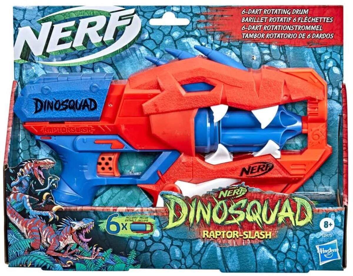 Nerf DinoSquad Raptor-Slash Blaster, 6-Dart Rotationstrommel