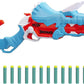 Nerf DinoSquad Tricera-Blast Dart-Blaster, aufklappbarer 3-Dart Lauf, 12 Nerf Darts