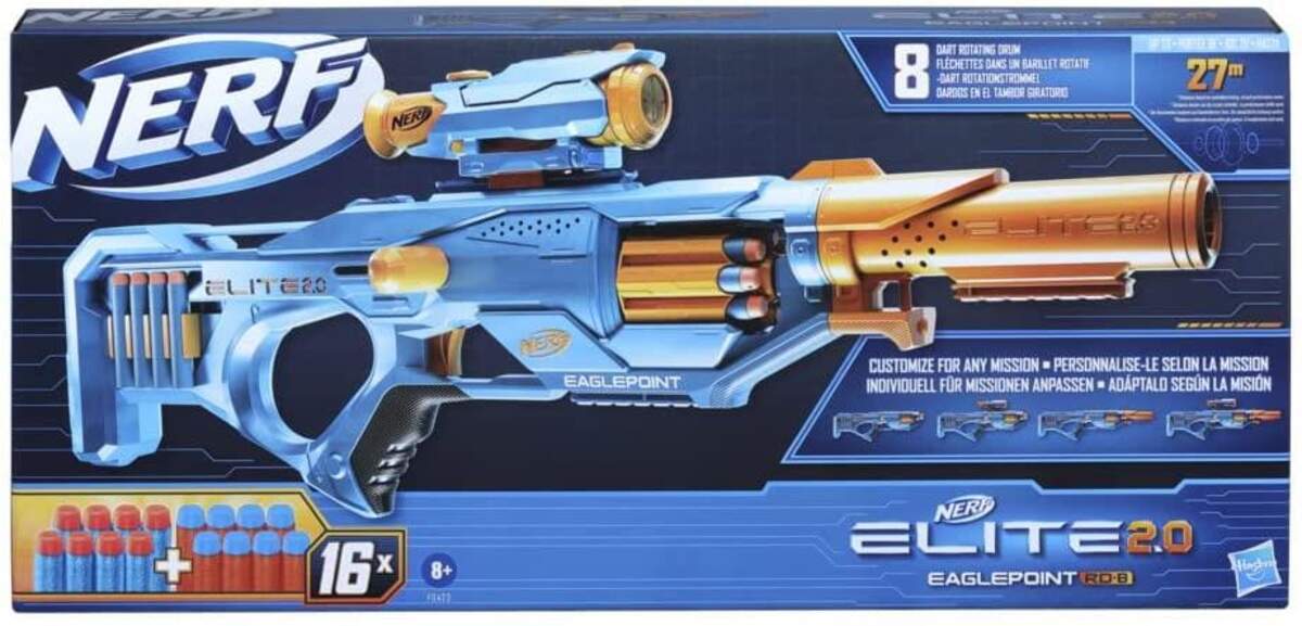 Nerf Elite 2.0 Eaglepoint RD-8 Blaster, 8-Dart Trommel