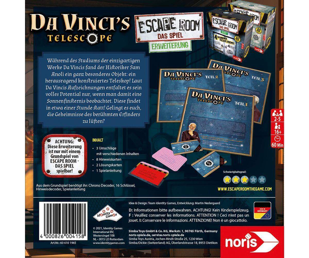 Noris Spiele Escape Room Das Spiel Da Vinci's Telescope