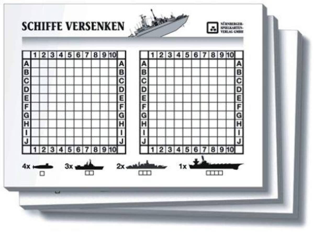 Nürnberger Spielkarten Schiffe versenken Spielblöcke 3er