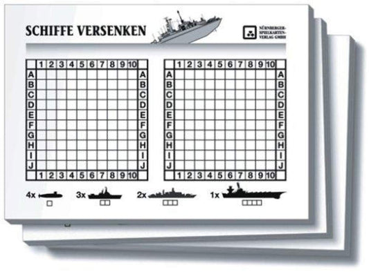 Nürnberger Spielkarten Schiffe versenken Spielblöcke 3er