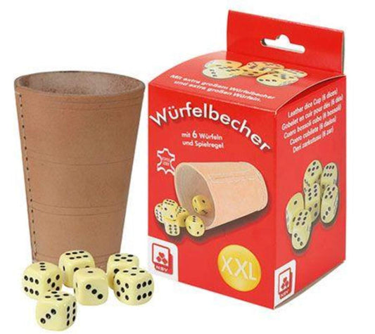 NSV Würfelbecher Leder XL mit Würfel in Faltschachtel