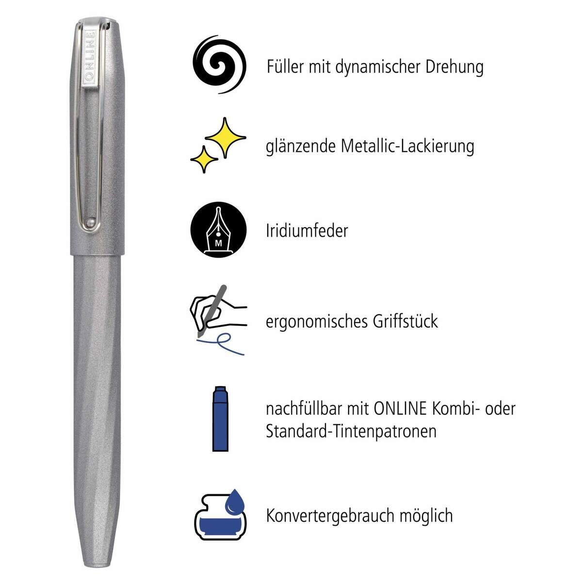 ONLINE Füller Slope M Metallic Grey