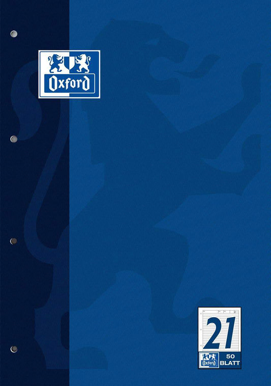 Oxford Arbeitsblock DIN A4, 50 Blatt, gelocht, Lineatur 21