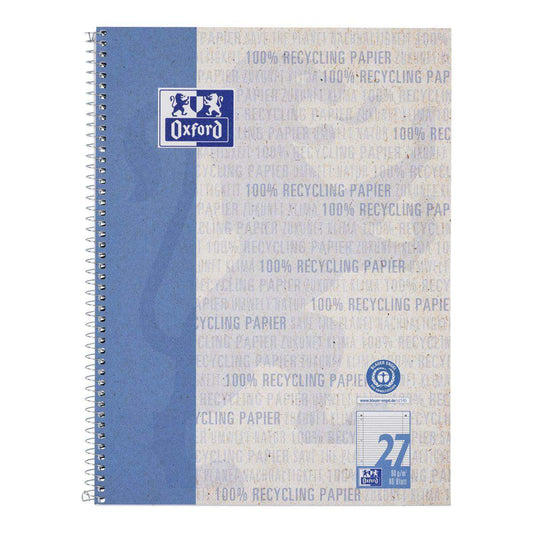 Oxford Recycling Collegeblock A4+, 80 Blatt, liniert mit Doppelrand, 90 g/m², 4fach gelocht