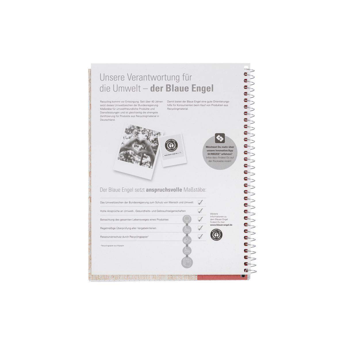 Oxford Recycling Collegeblock A5+, 80 Blatt, kariert mit Rand links, 90 g/m², 6fach gelocht