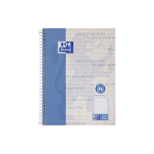 Oxford Recycling Collegeblock A5+, 80 Blatt, liniert mit Rand links, 90 g/m², 6fach gelocht