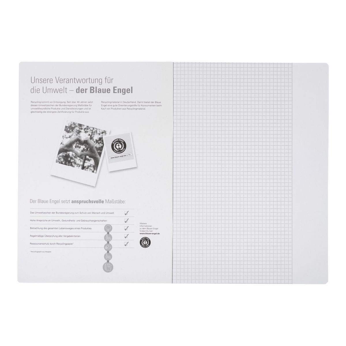 Oxford Recycling Schulheft A4, 16 Blatt, Lineatur 26 (kariert, weißer Rand rechts), 90 g/m²