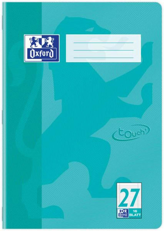 Oxford Schulheft A4 Lineatur 27,liniert, 16 Blatt, 90 g/m² OPTIK PAPER®,geheftet, Aqua