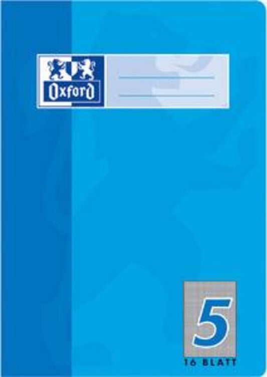 Oxford Schulheft A5, kariert, Lineatur 5, 16 Blatt, türkisblau