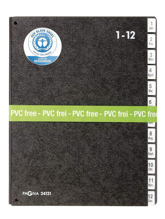 Pagna Pultordner Jan-Dez, schwarz,12tlg.