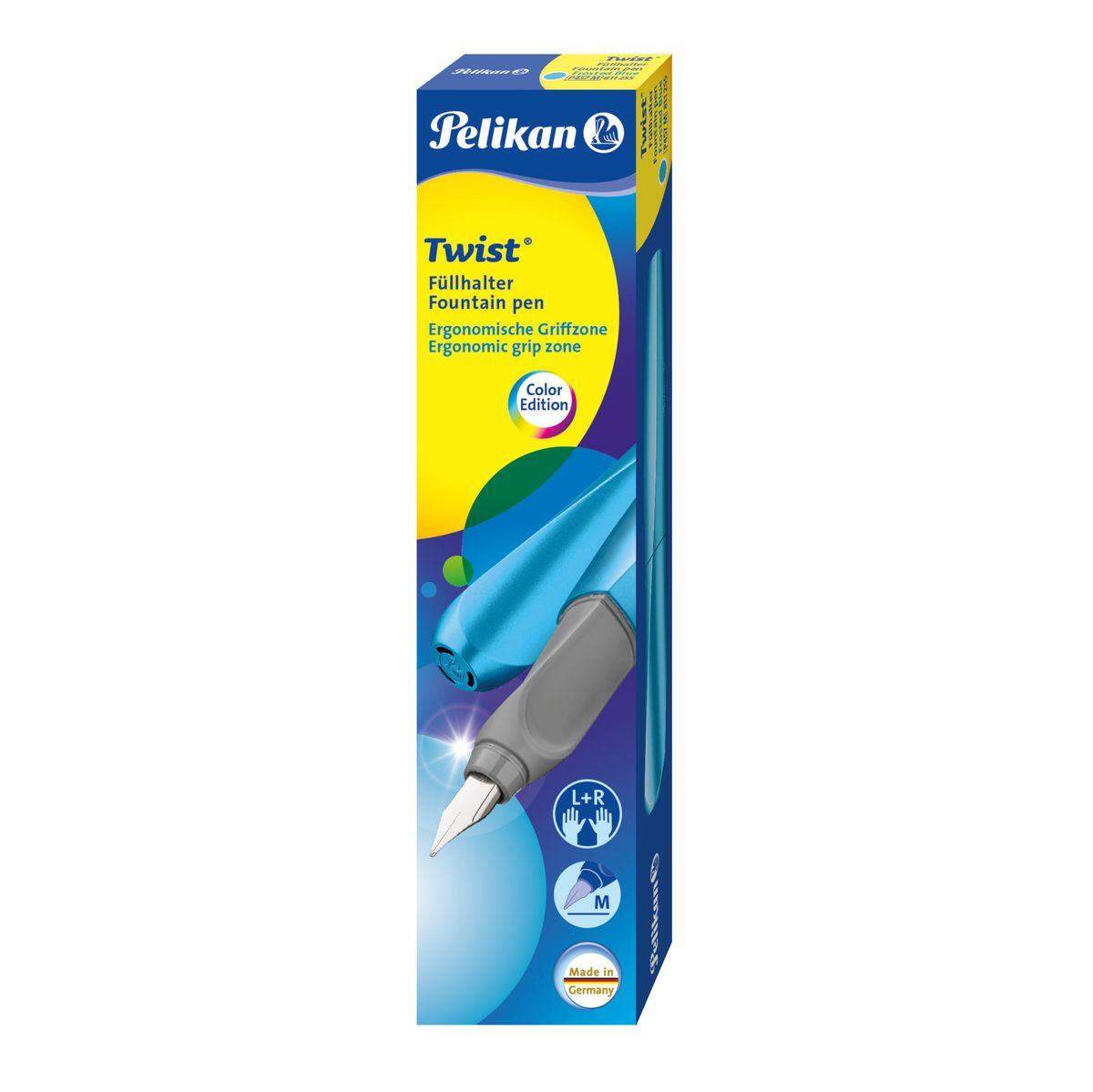 Pelikan Füller Twist Feder M, Frosted Blue universell für Rechts- und Linkshänder