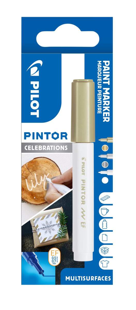 Pilot Marker Pintor extra fein 3er Set Weihnachten Gold-Silber-Weiß