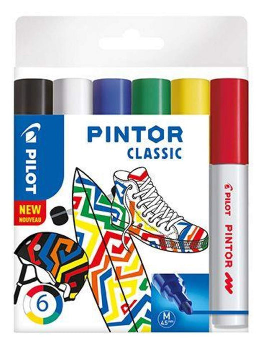 Pilot PINTOR 6er Set Klassik Kreativmarker Medium Farblich sortiert