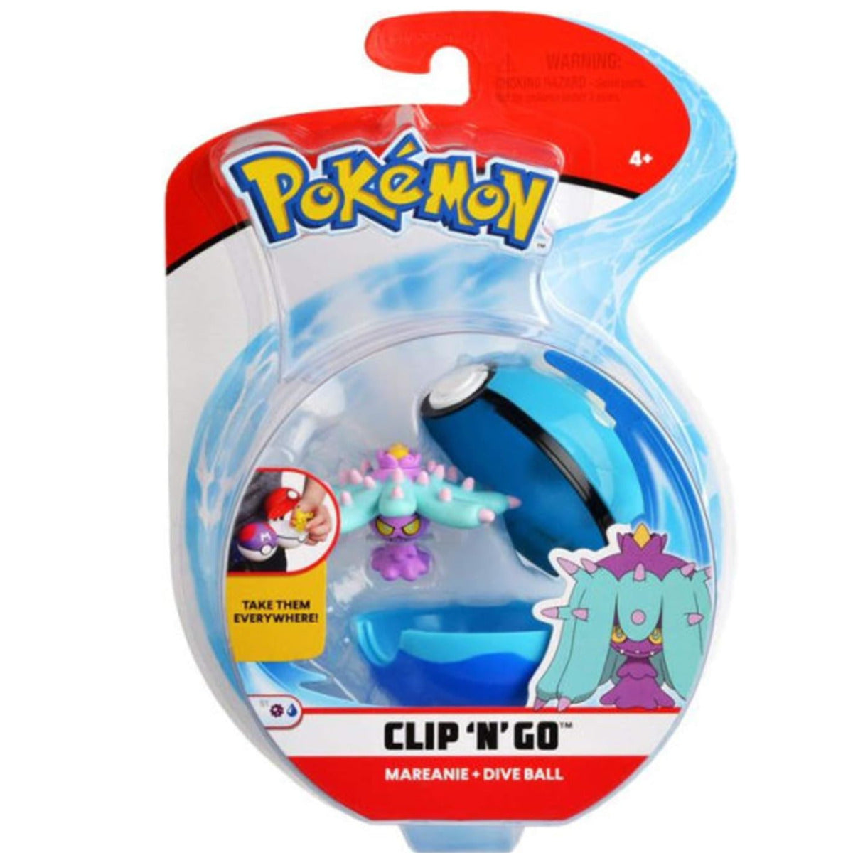 Pokemon Clip 'N' Go Poké Ball, 1 Stück, 6-fach sortiert