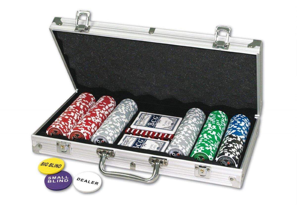 Pokerkoffer mit 300 mit Laser-Chips, Chipgewicht: 11,5g