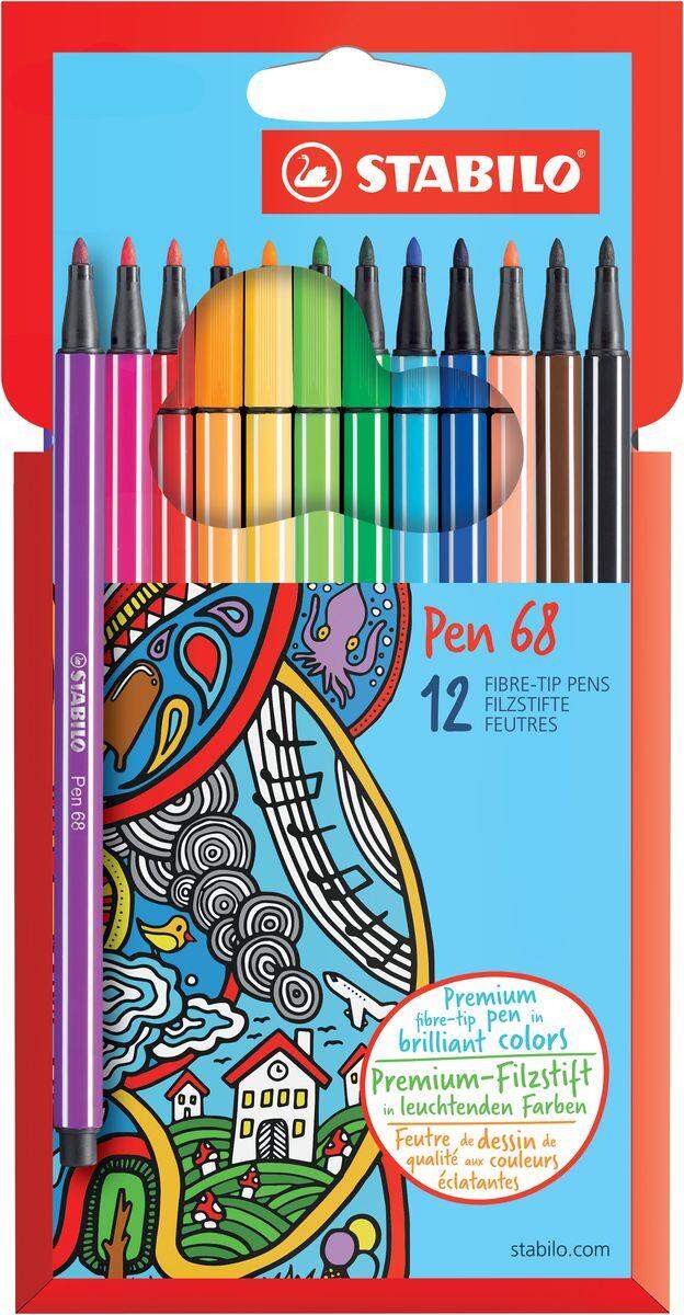 Premium-Filzstift - STABILO Pen 68 - 12er Pack - mit 12 verschiedenen Farben