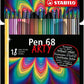 Premium-Filzstift - STABILO Pen 68 - ARTY - 18er Pack - mit 18 verschiedenen Farben