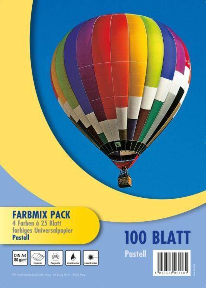 PVP Papierverarbeitung Kopierpapier Farbmix A4, 100 Blatt