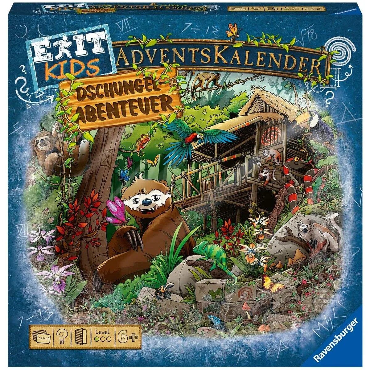 Ravensburger - EXIT Adventskalender kids - Dschungel-Abenteuer - 24 Rätsel für EXIT-Begeisterte