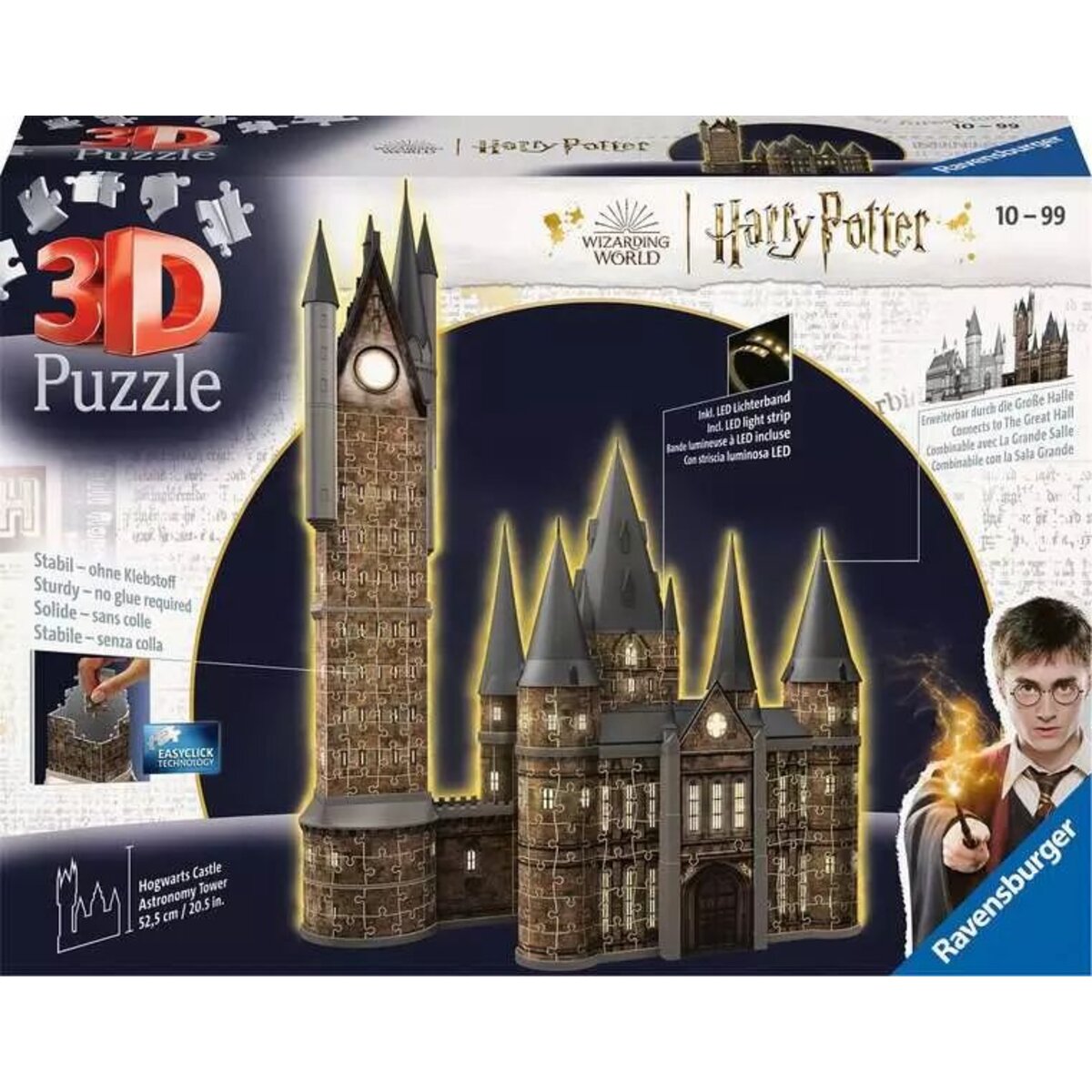 Ravensburger 3D Puzzle - Harry Potter Hogwarts Schloss - Astronomieturm - Night Edition, 626 Teile