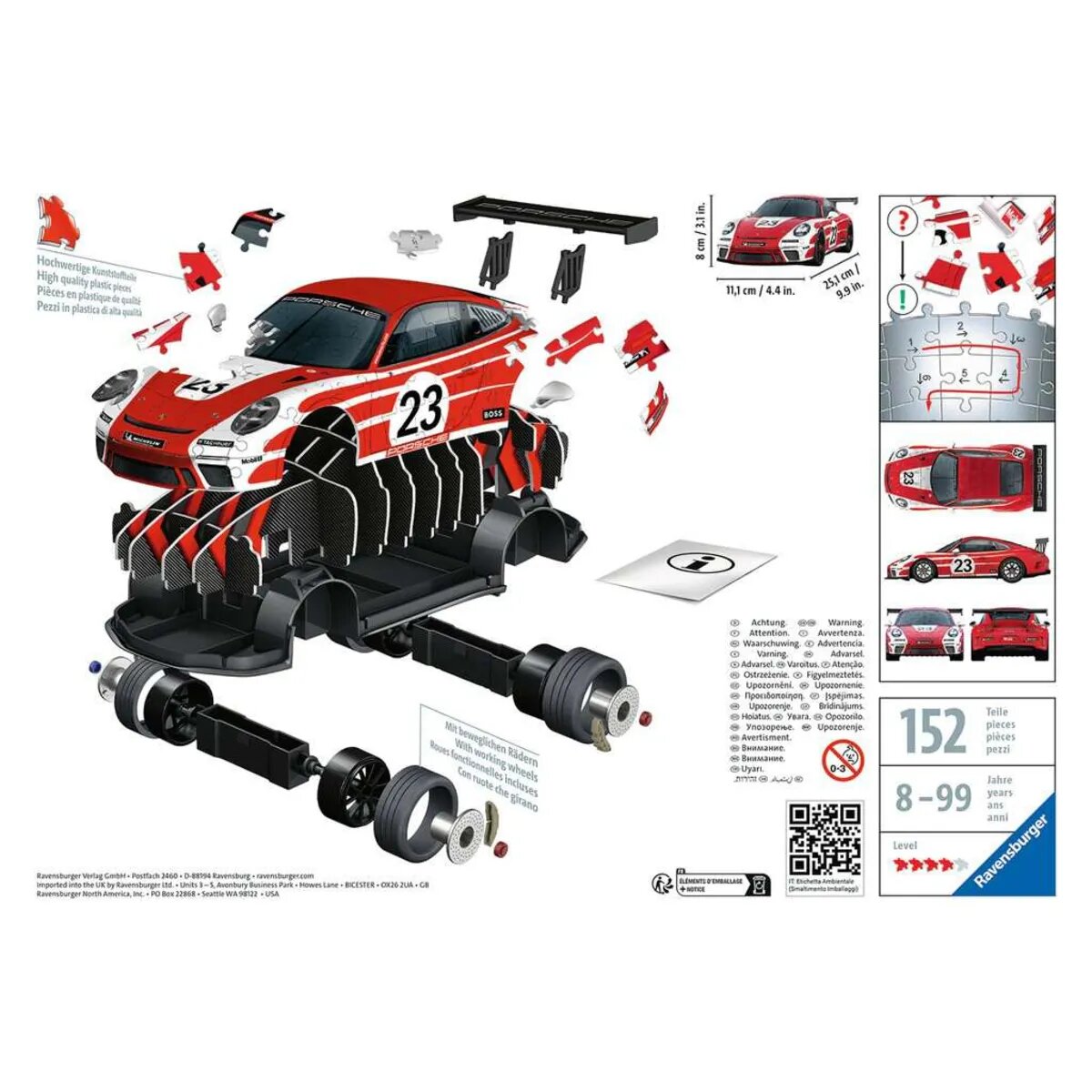 Ravensburger 3D Puzzle - Porsche 911 GT3 Cup "Salzburg Design" 108 Teile