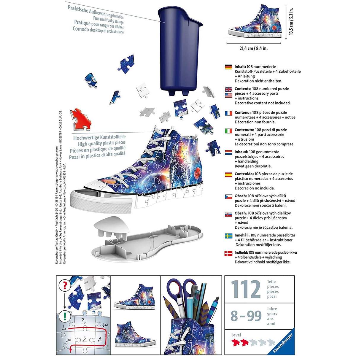 Ravensburger 3D Puzzle - Sneaker Astronauten, 108 Teile