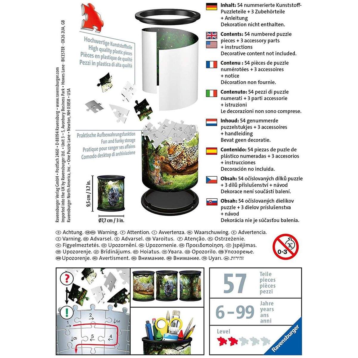 Ravensburger 3D Puzzle - Utensilo Raubkatzen, 54 Teile