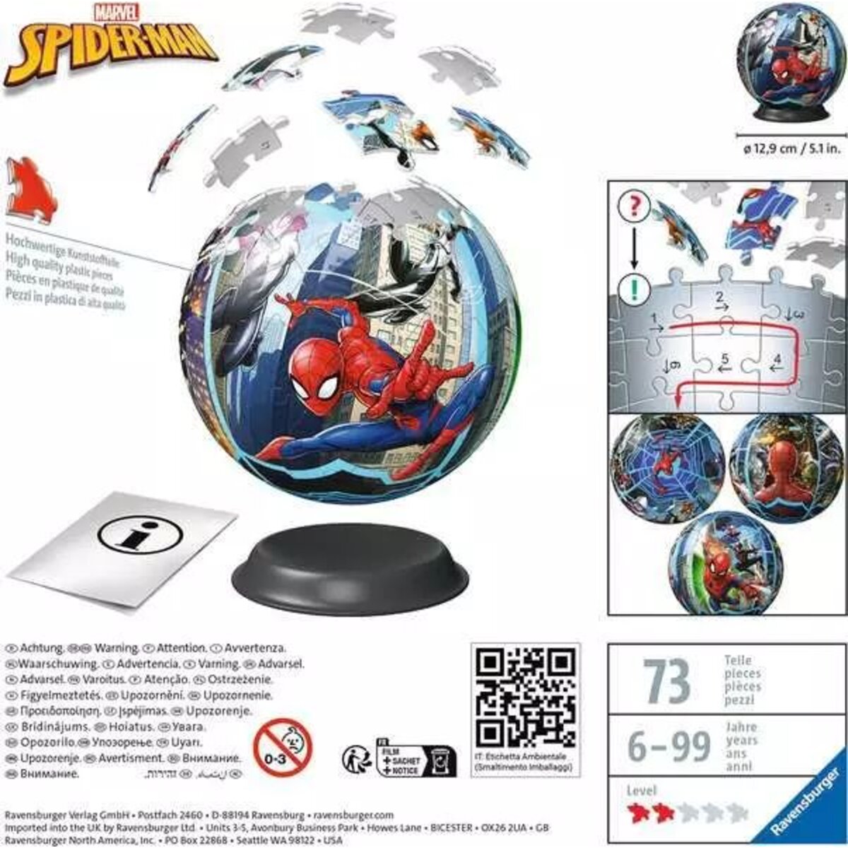 Ravensburger 3D Puzzle - Spiderman, 73 Teile