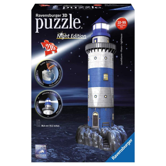 Ravensburger 3D Puzzle Leuchtturm bei Nacht, 216 Teile