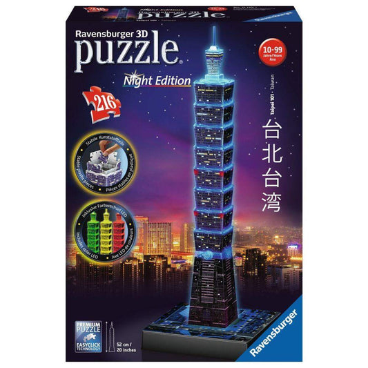 Ravensburger 3D Puzzle Taipei 101 bei Nacht, Night Edition, 216 Teile