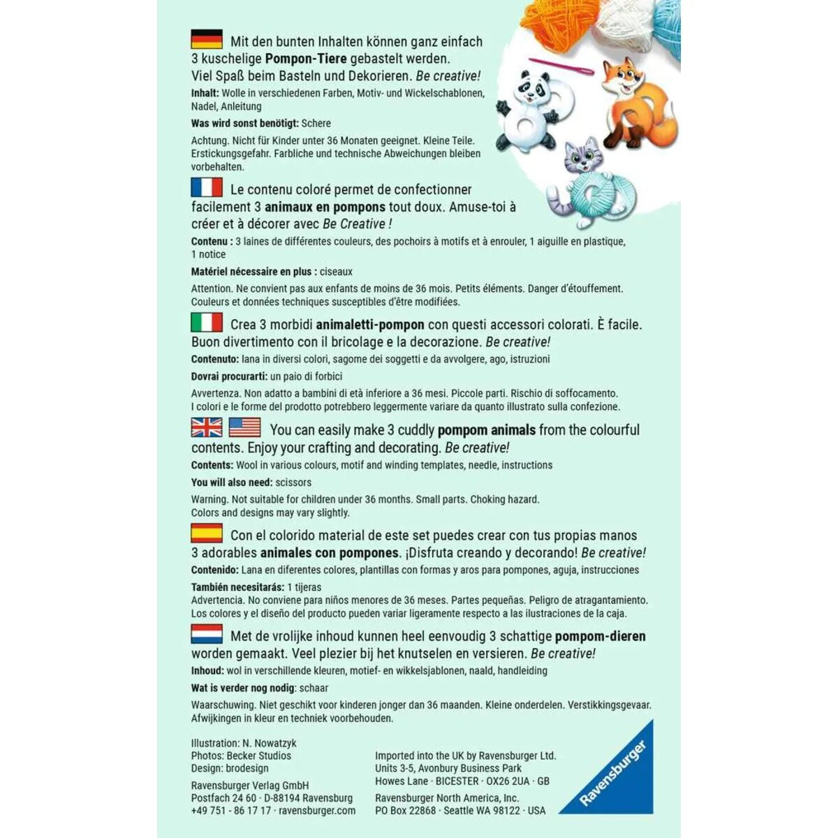 Ravensburger Be creative - Pompon Animals