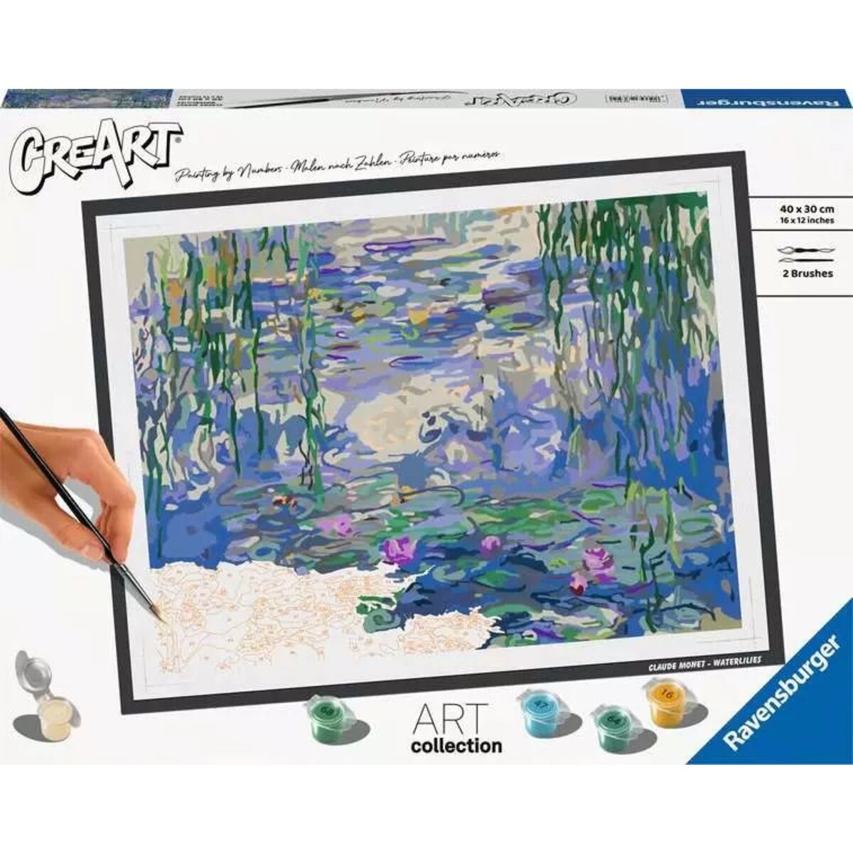 Ravensburger CreArt ART Collection: Waterlilies (Monet) - Malen nach Zahlen für Erwachsene