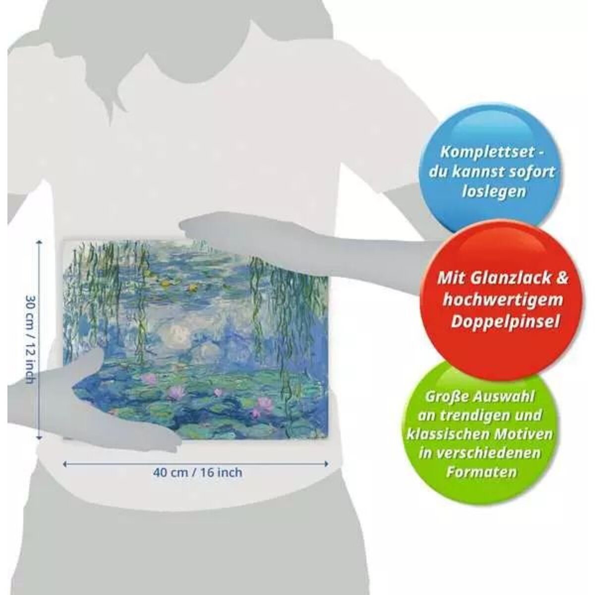 Ravensburger CreArt ART Collection: Waterlilies (Monet) - Malen nach Zahlen für Erwachsene