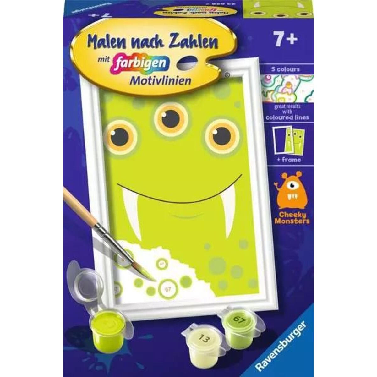 Ravensburger CreArt Grünes Monster - Malen nach Zahlen für Kinder ab 7 Jahren